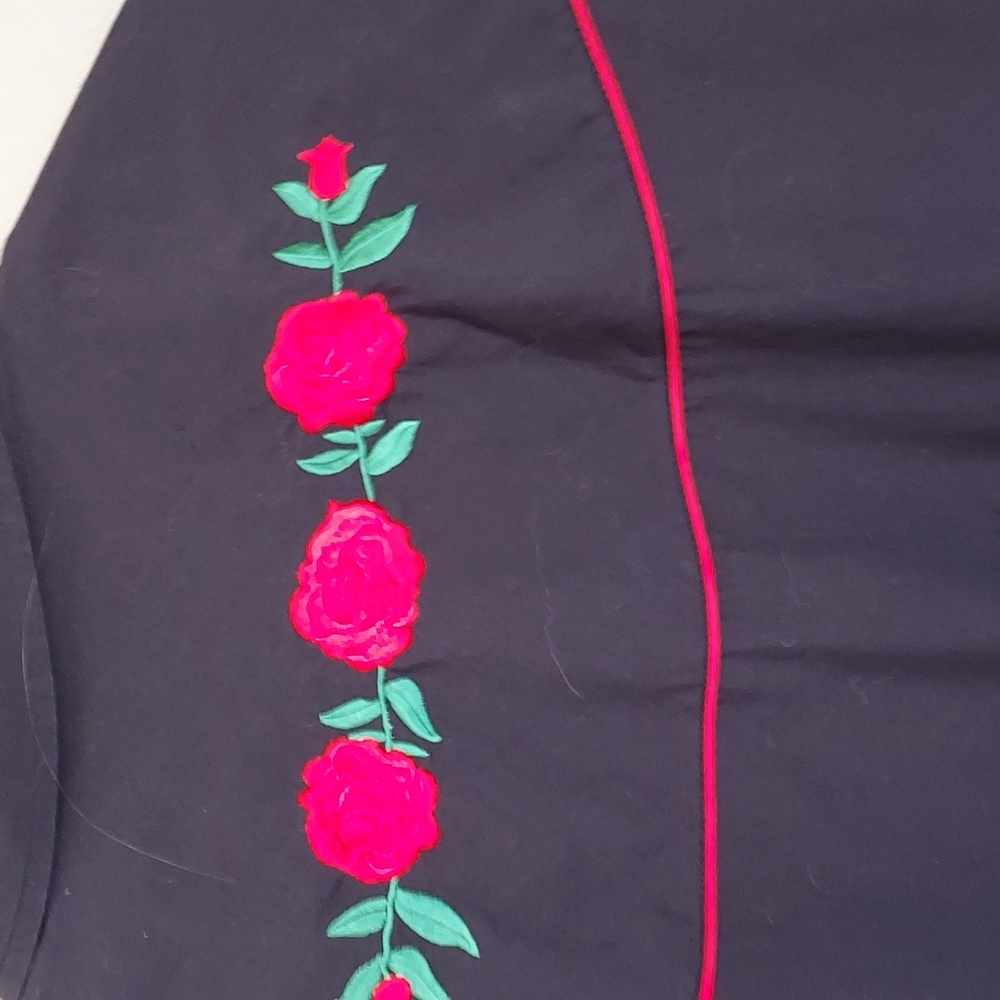 Mens Vintage Ely Cattleman Embroidered Rose And Black Cowboy Shirt Size XL - Picture 5 of 8